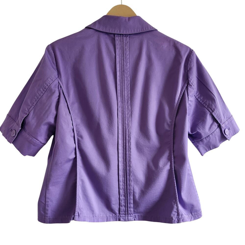 Coldwater Creek Purple Short Sleeved Cotton Blazer Unlined Size 12 - Picture 2 of 9